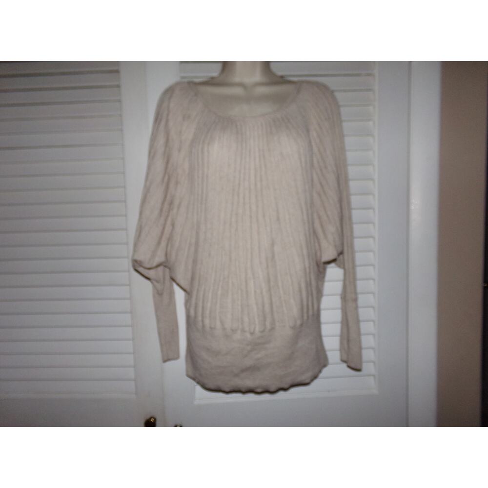 Kenneth‎ Cole Reaction cotton/rayon/wool angel sleeve sweater M tan marled